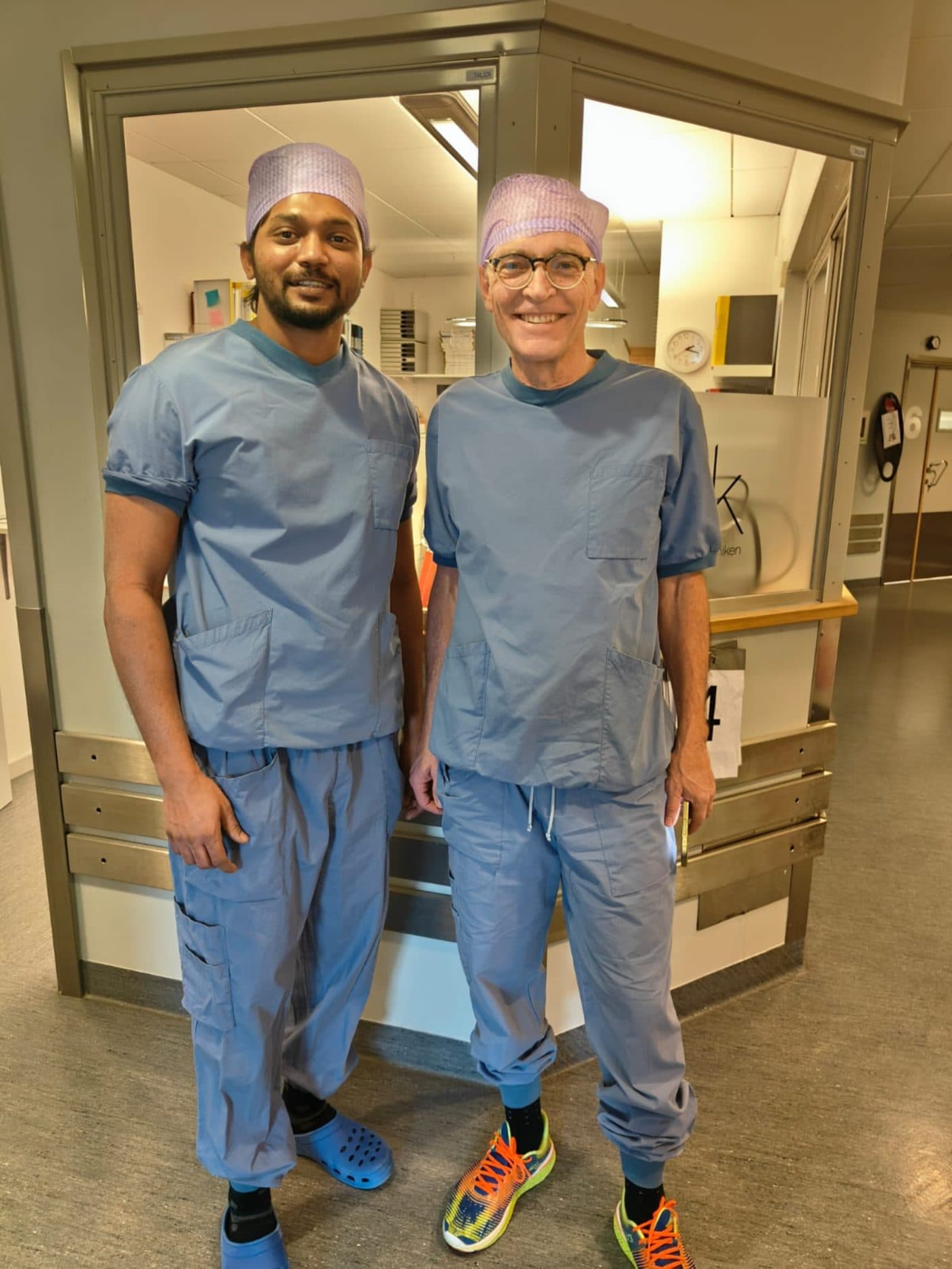 Dr. Dinesh Kumar with a colleague at the hospital