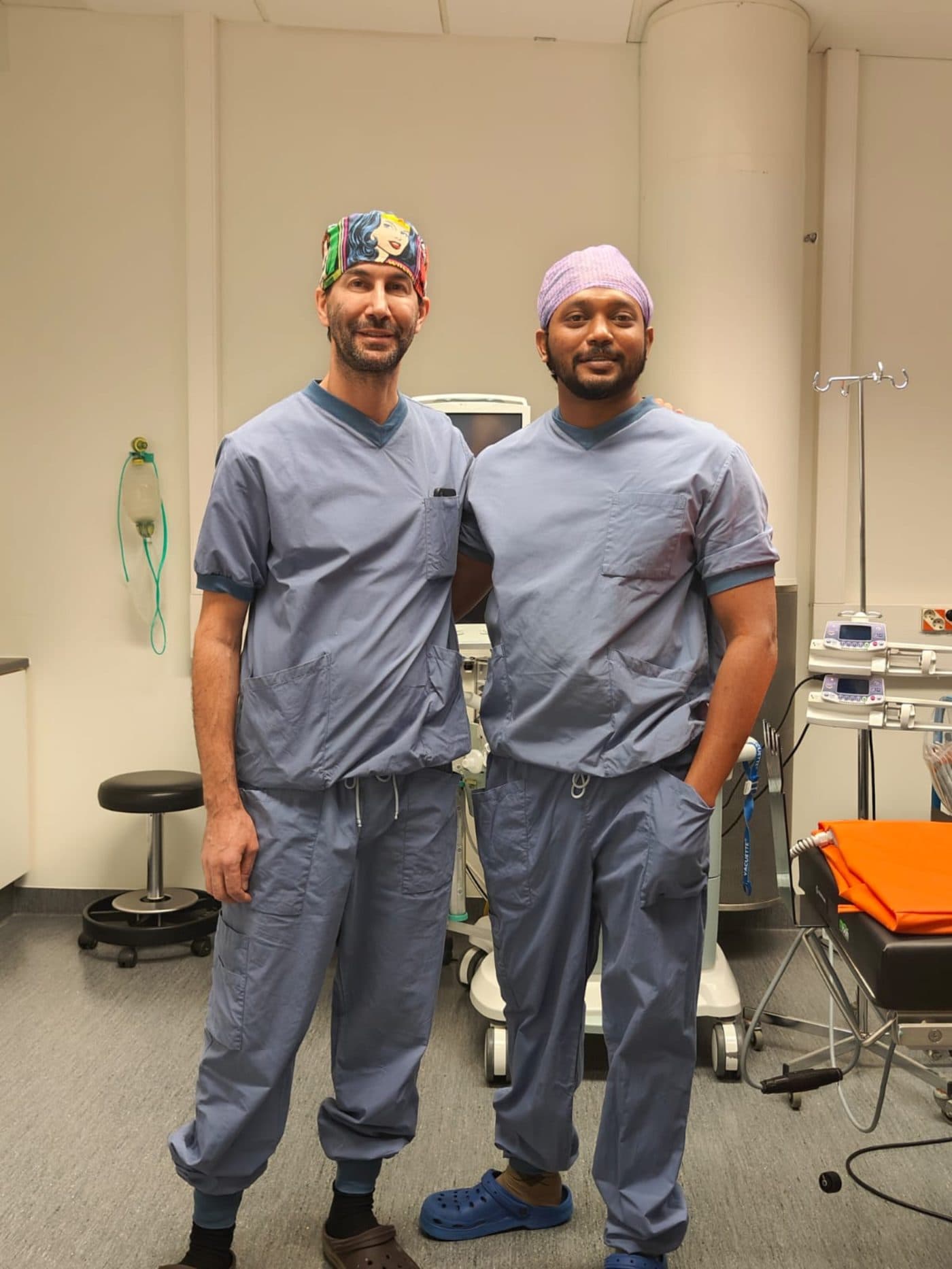Dr. Dinesh Kumar with fellow surgeons at the hospital